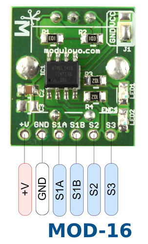 MOD-16.Z Przełącznik obrotowy / Impulsator / Enkoder z przetwornikiem - opis wyprowadzeń