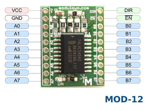 MOD-12.Z 8-kanałowy, 2-kierunkowy konwerter napięć 5V/3.3V - opis wyprowadzeń
